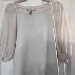 Banana Republic Ivory Blouse with Sheer Sleeves